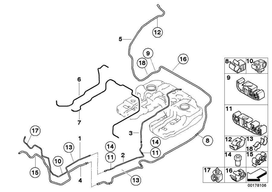 Diagram Fuel pipes / Mounting parts for your BMW