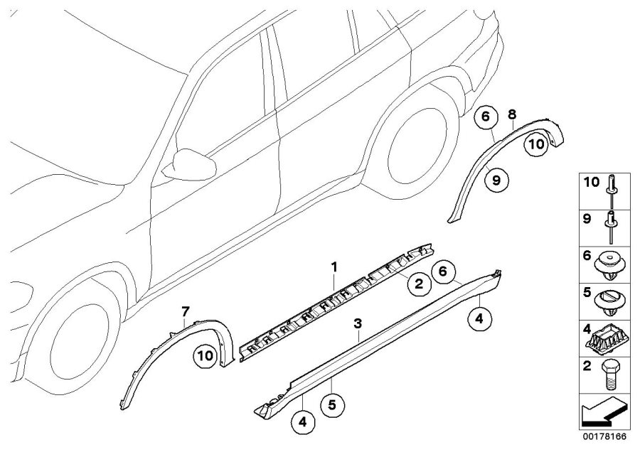 Le diagramme Cache bas de caisse / passage roue pour votre BMW