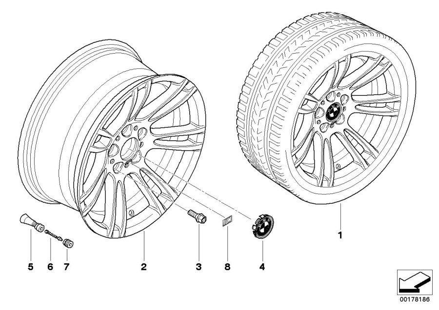 Le diagramme BMW LM Rad Doppelspeiche 270 pour votre BMW