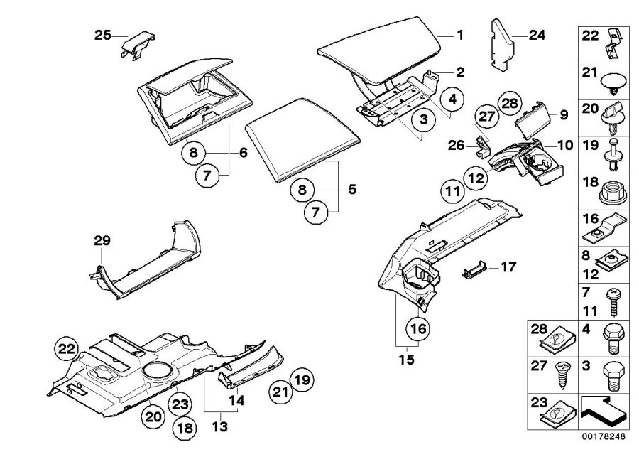 Diagram Mounting parts, instr. panel for your BMW