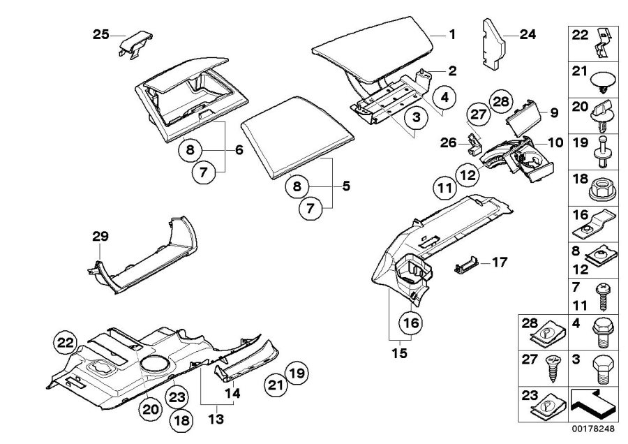 Diagram Mounting parts, instr. panel for your 2012 BMW 335i   