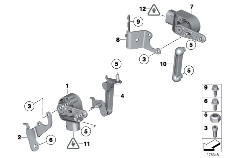Diagram Headlight vertical aim control sensor for your 2012 BMW X5   