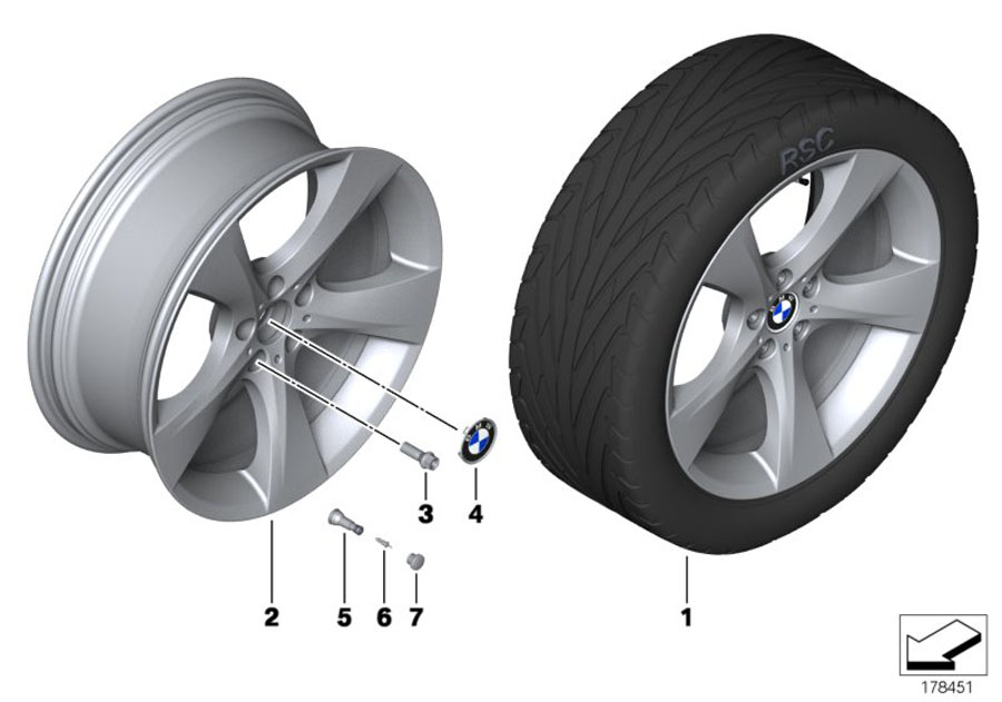 Diagram BMW LA wheel, Star Spoke 311 for your 2011 BMW Hybrid 7   