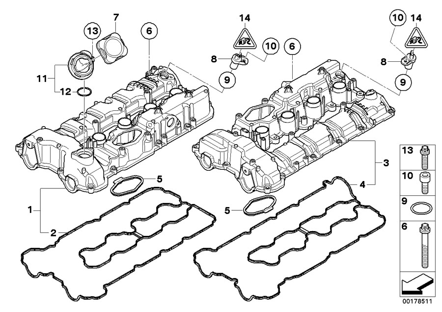 Diagram Cylinder head cover for your BMW 750Li  