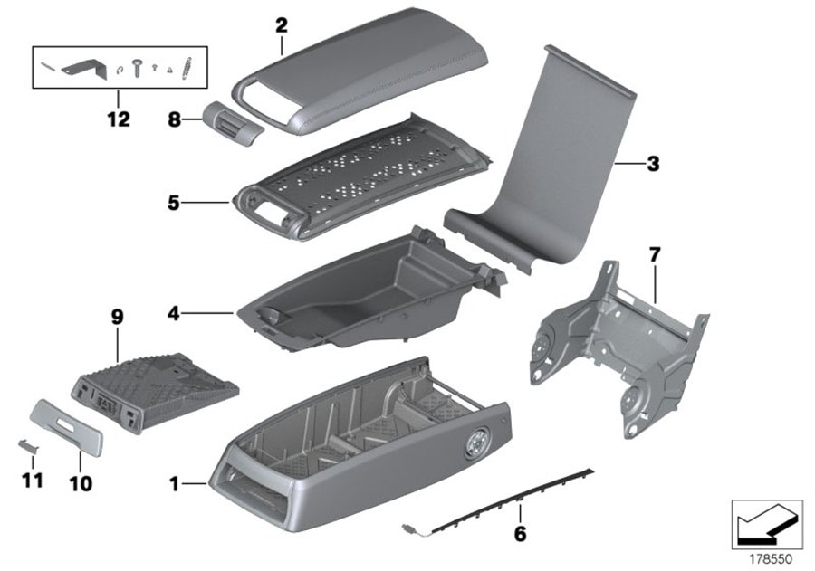 Diagram Seat, rear, center armrest, Basis for your BMW 750LiX  