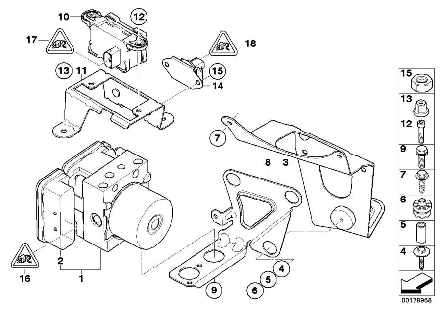 Le diagramme Groupe hydr.DSC/support/capteurs pour votre BMW