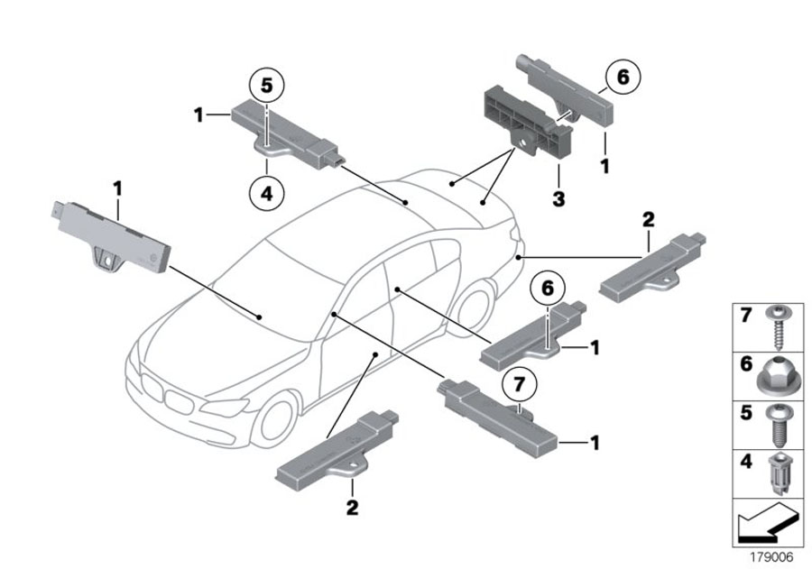 Diagram Single parts, antenna, Comfort access for your BMW