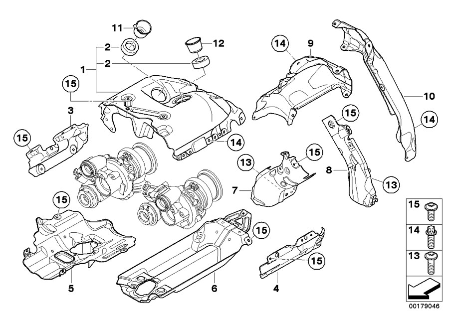 Diagram Exhaust turbocharger heat shield for your 2012 BMW 750LiX Automatic Sedan 