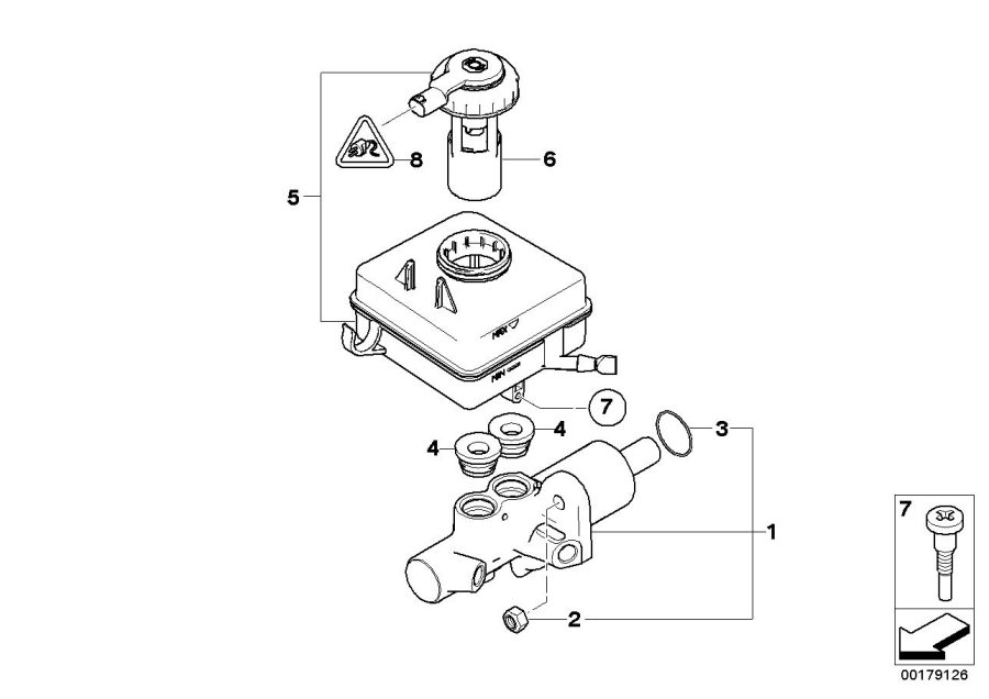 Diagram Brake master CYLINDER/EXPANSION tank for your 2006 BMW 530i   