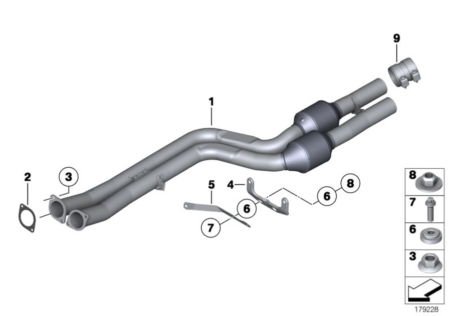 Diagram CATALYTIC CONVERTER/FRONT SILENCER for your 2011 BMW 328i   