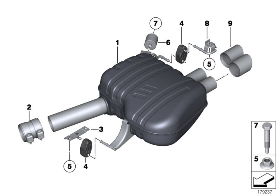 Diagram Exhaust system, rear for your 2007 BMW 328i   