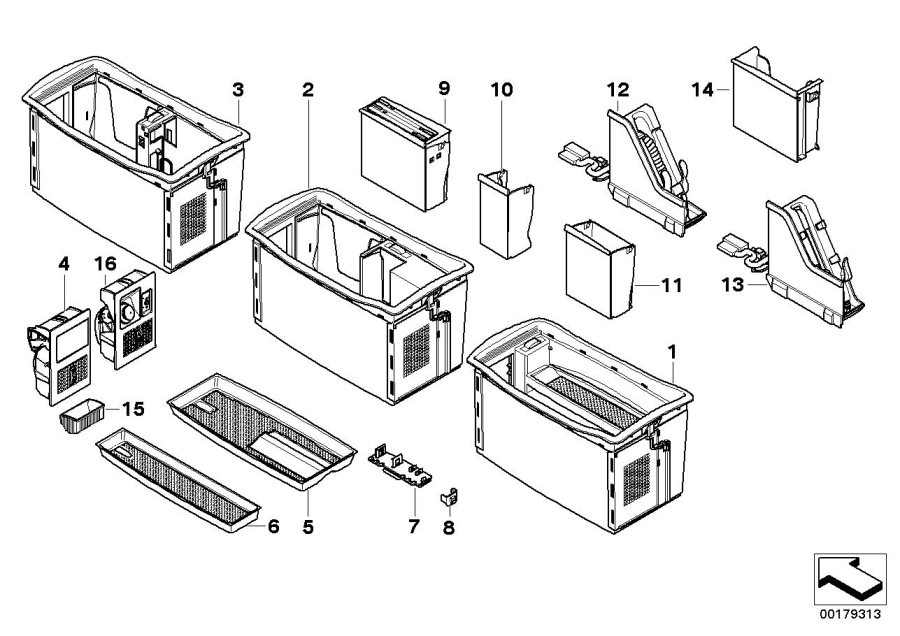 Diagram Storage tray, center console for your BMW 330e  