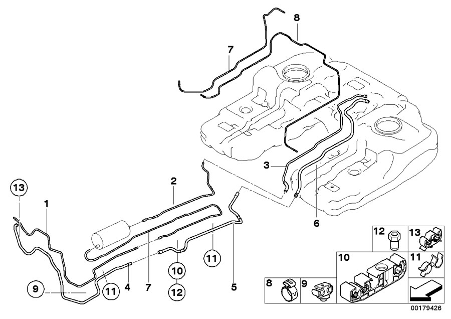 Diagram Fuel pipes / Mounting parts for your 2022 BMW M235iX   