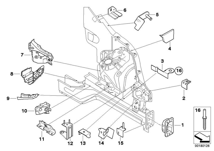 Diagram Front body bracket left for your BMW
