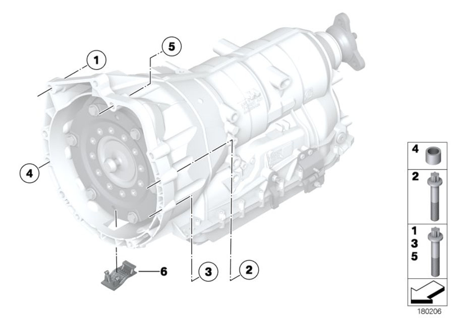 Diagram Gearbox mounting parts for your BMW 530e  