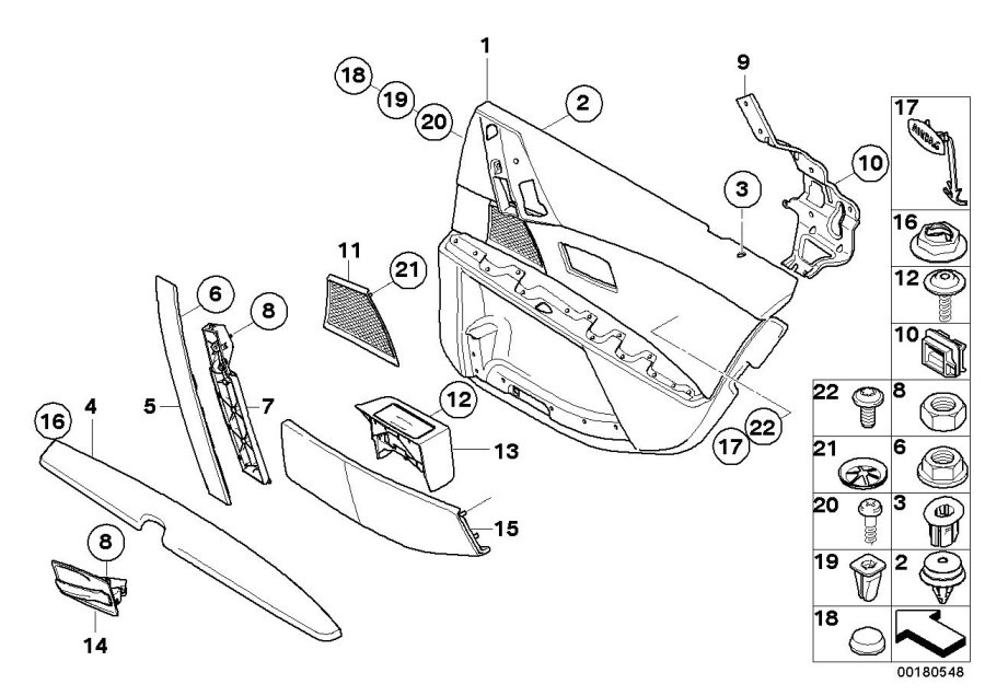 Diagram Door trim panel rear / Side airbag for your 1996 BMW