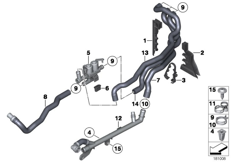 Diagram Cooling water hoses for your 2007 BMW 325xi   