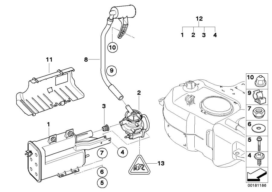 Diagram Activated Charcoal Filter/mounting parts for your MINI