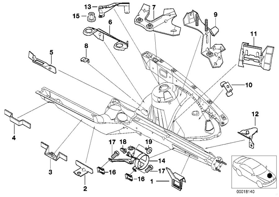 Diagram Front body bracket left for your 2017 BMW M6   