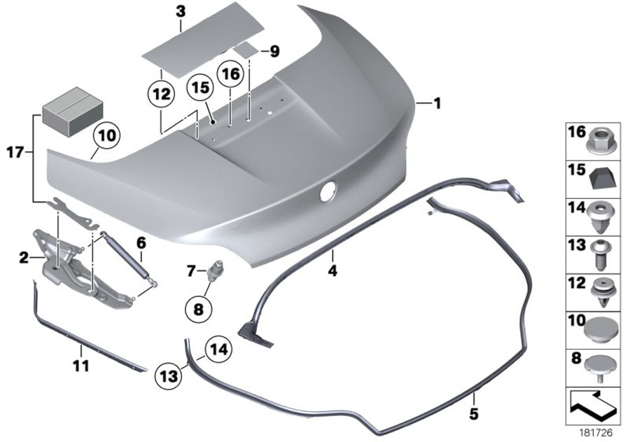 Diagram Trunk lid for your 1998 BMW 328i Convertible Manual 