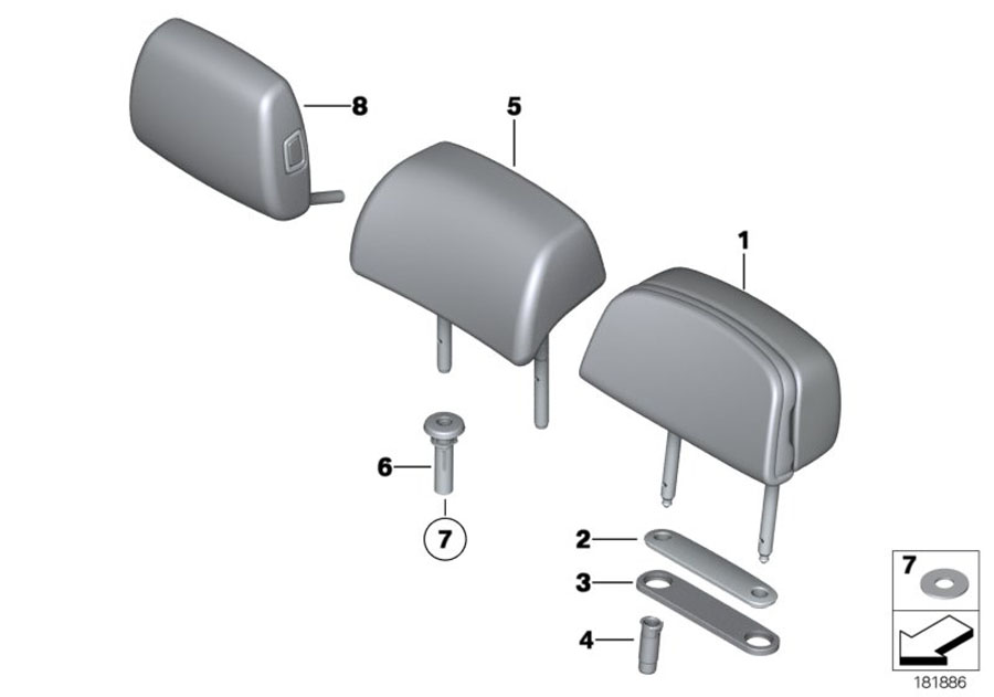 Diagram Rear seat head restraint for your 2023 BMW X3  30eX 