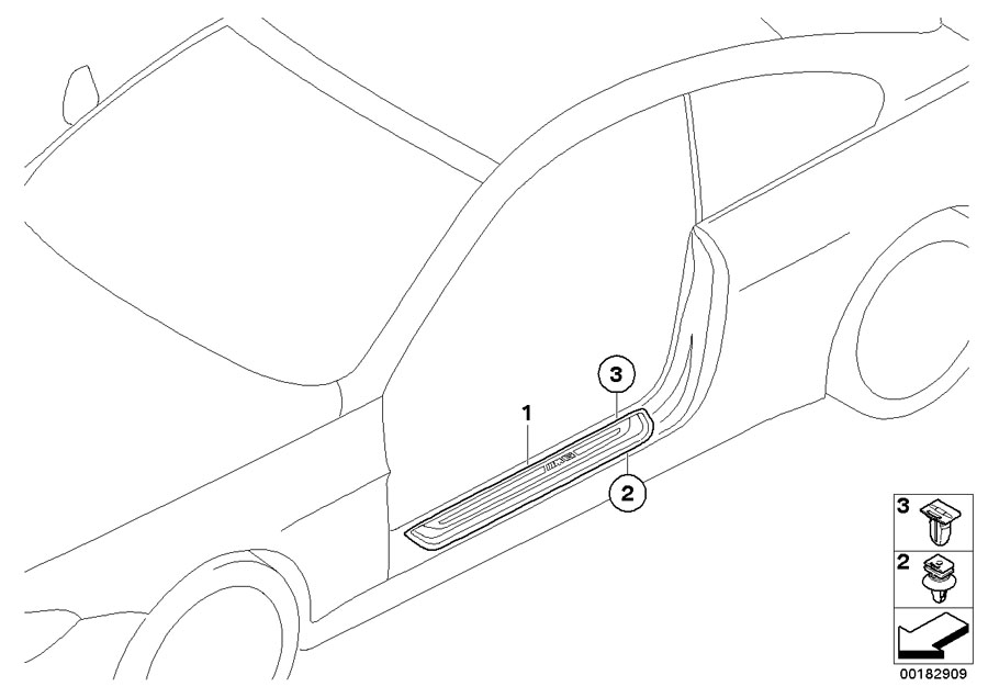 Diagram Retrofit, M cover, entrance for your 2004 BMW 645Ci Convertible  