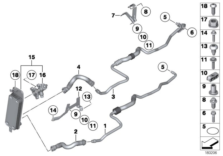 Diagram Heat exch./transmission oil cooler line for your 2009 BMW M6   