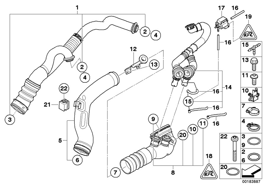Diagram Charge air induction tract for your 2016 BMW 330e   