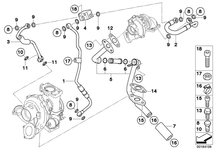 Diagram Oil supply exhaust turbocharger for your 1995 BMW