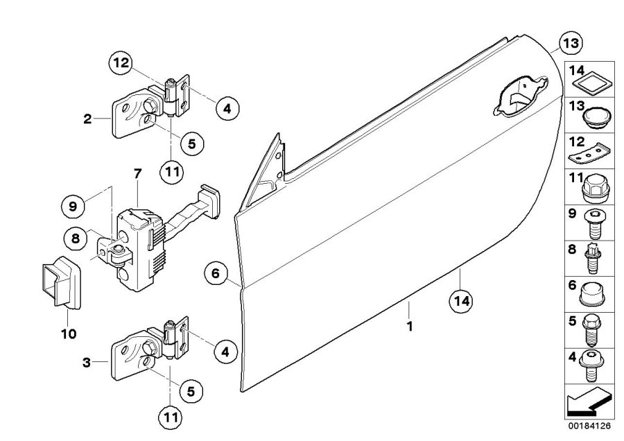 Diagram Front DOOR-HINGE/DOOR brake for your BMW 645Ci  