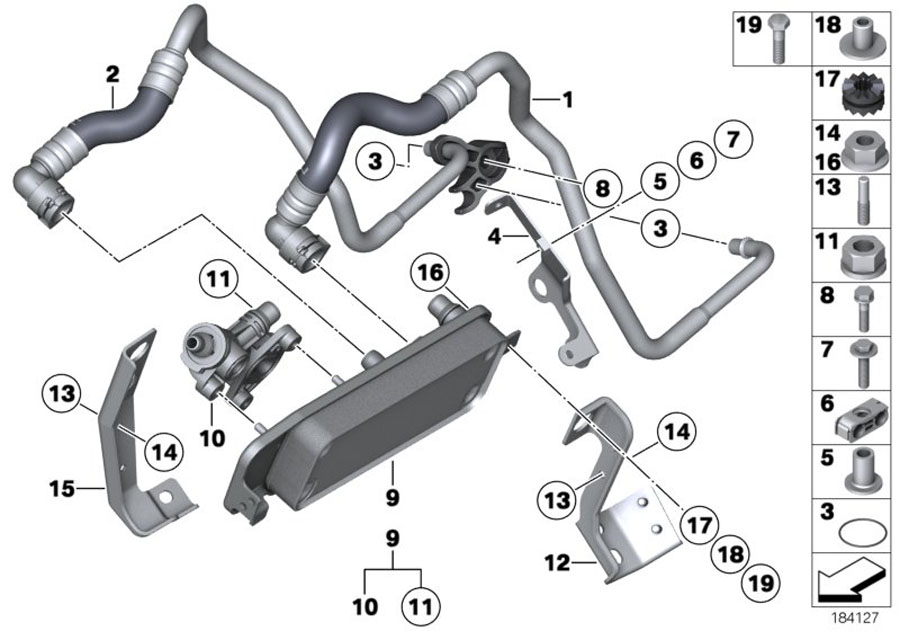 Diagram Heat exch./transmission oil cooler line for your 2006 BMW M3   
