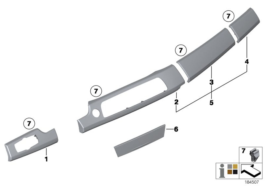 Diagram Decor covers, instrument panel for your 2007 BMW M6   