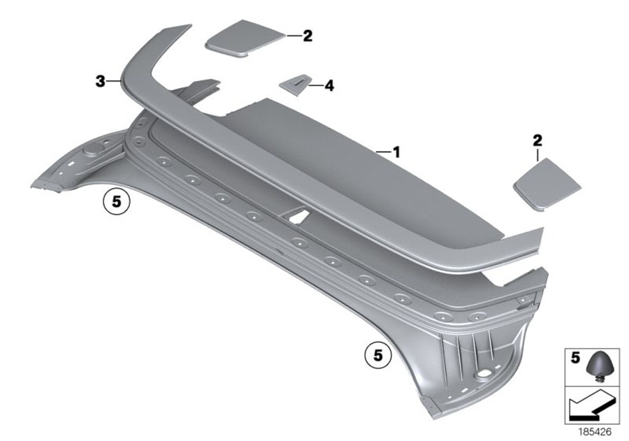 Diagram Folding top compartment lid for your BMW
