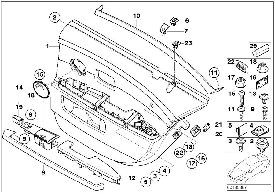 Diagram Rear door linings-side air BAG/LONG for your BMW