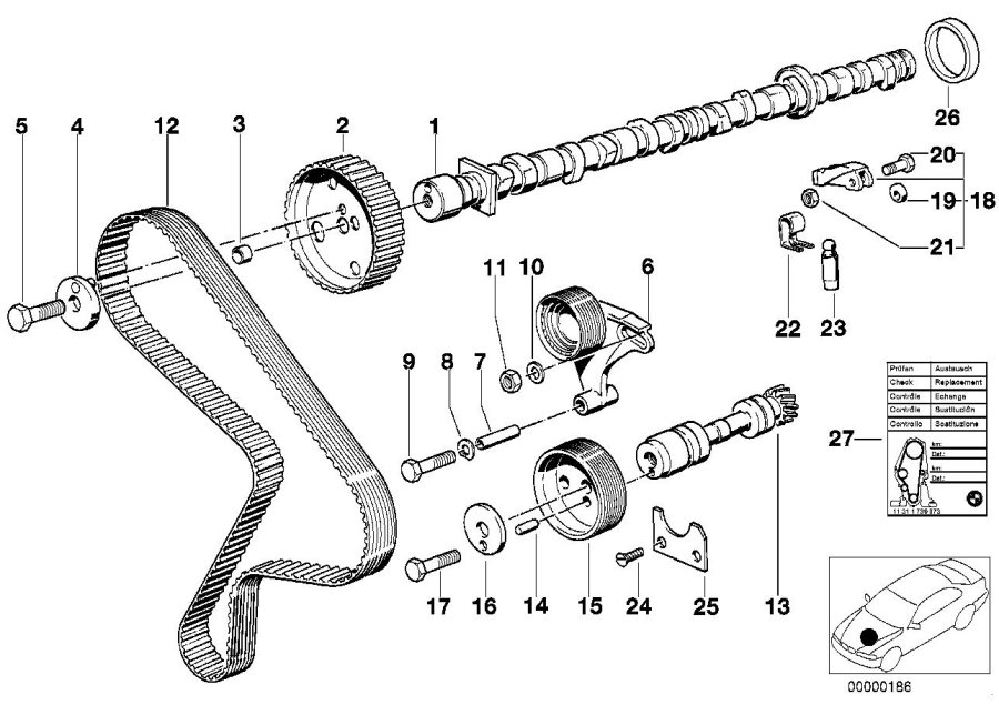 Diagram Timing+valve train-tooth BELT/CAMSHAFT for your BMW