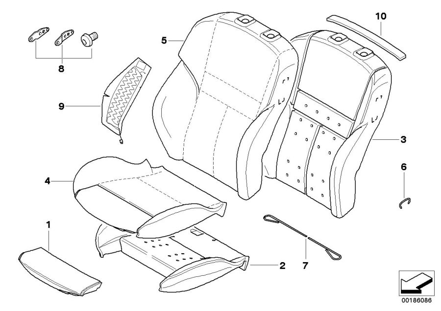 Diagram Seat, front, uphlstry, cover, Sport seat for your 2023 BMW X3  30eX 