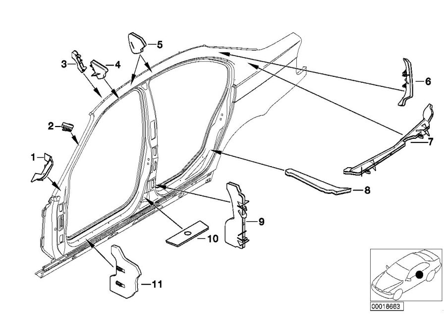 Diagram Cavity shielding, side frame for your 1988 BMW M6   