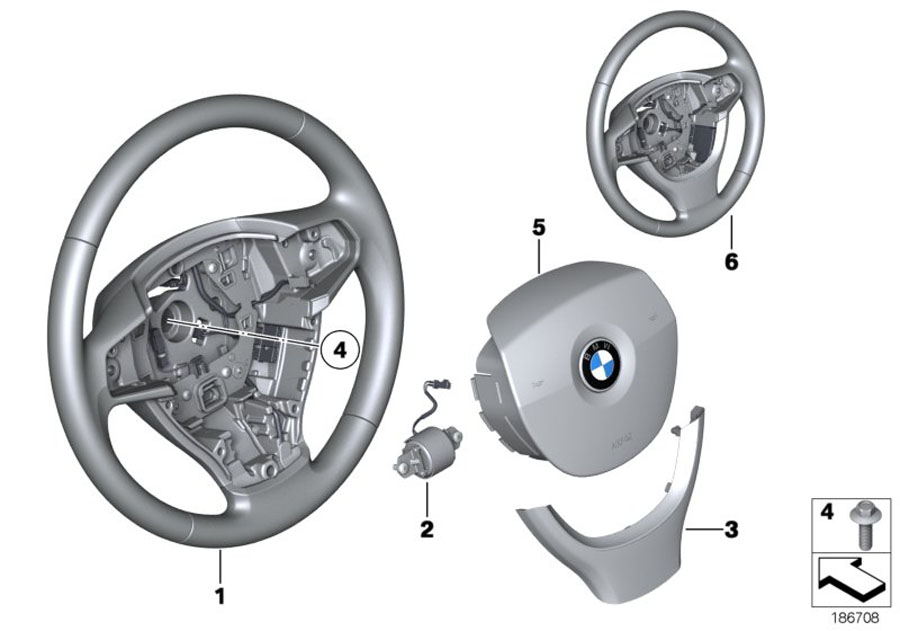 Diagram Steering wheel airbag multifunctional for your 1995 BMW