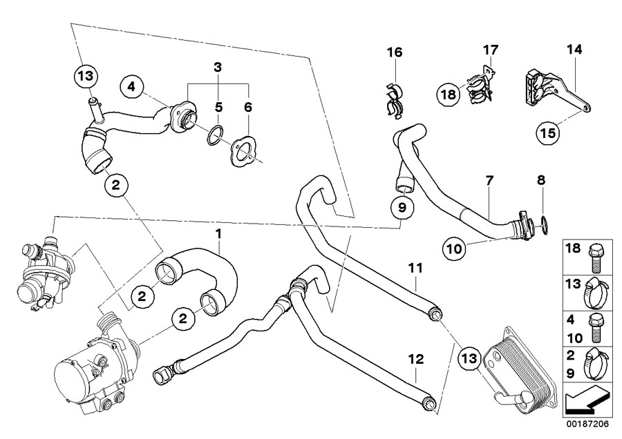 Diagram Cooling System Water Hoses for your 2009 BMW 528i   