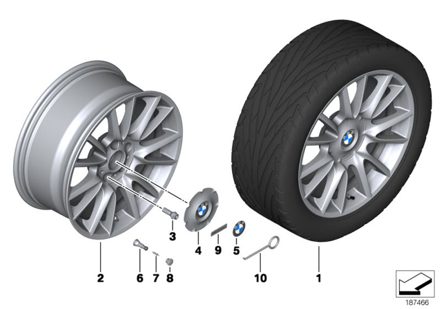 Diagram BMW LA wheel Individual V-Spoke 228-19"" for your BMW M240iX  