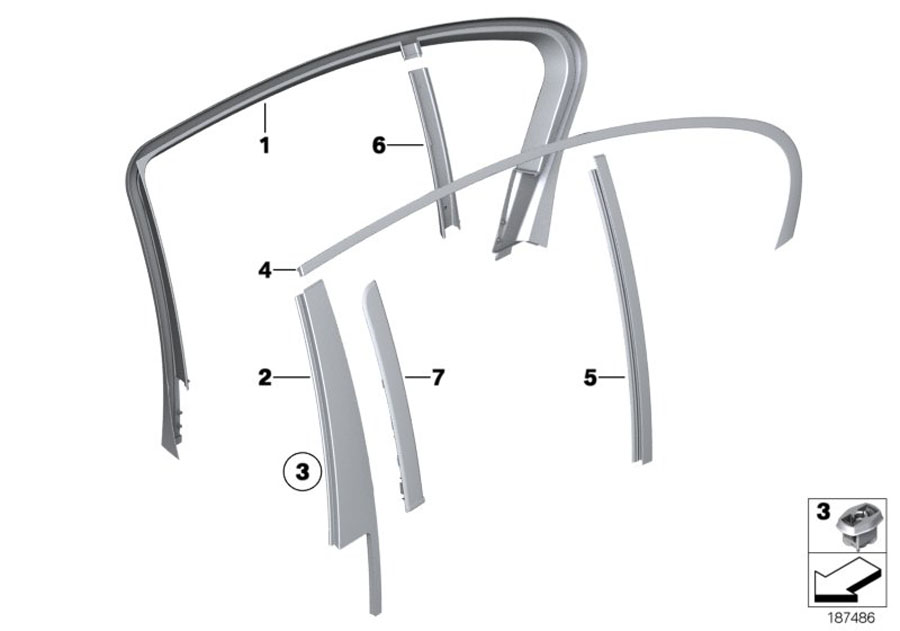 Diagram Trim and seals for door, rear for your 2007 BMW M6   