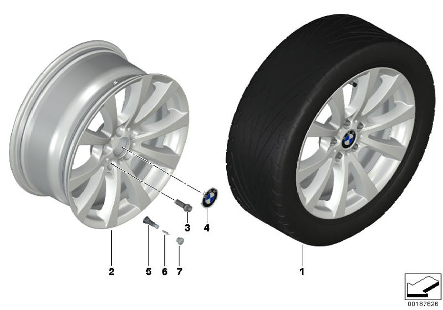 Le diagramme BMW LM Rad V-Speiche 298 M pour votre BMW X6  