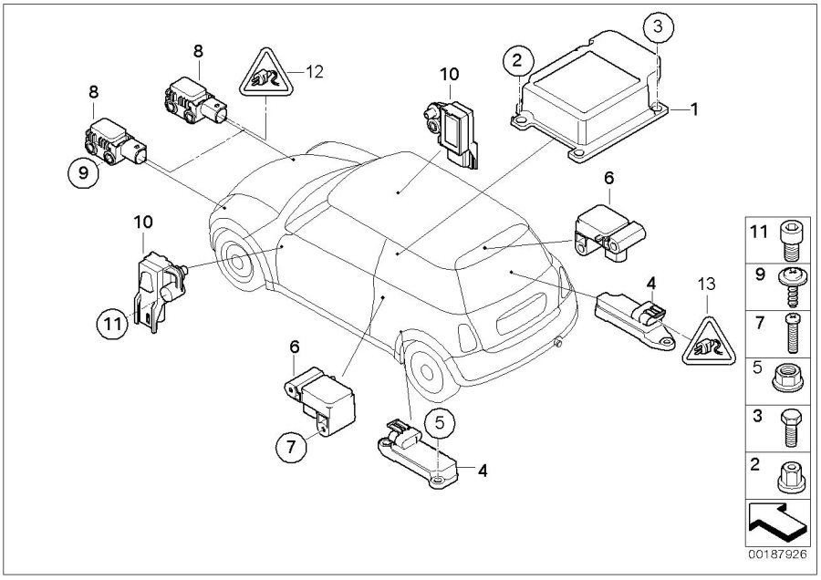 Diagram Electric parts airbag for your MINI