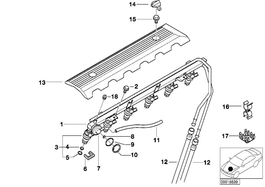 Diagram Valves/Pipes of fuel injection system for your 1997 BMW 528i   