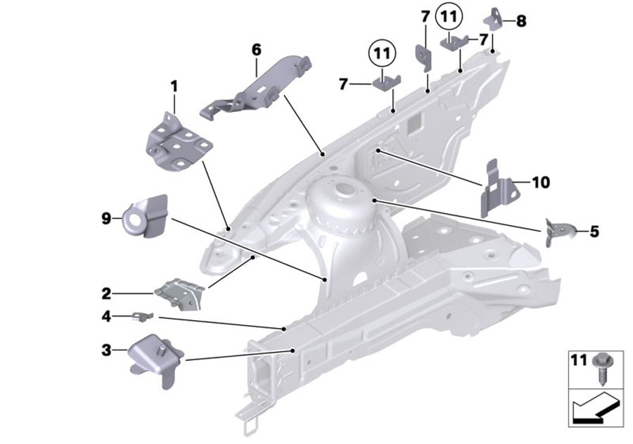 Diagram Front body bracket right for your BMW