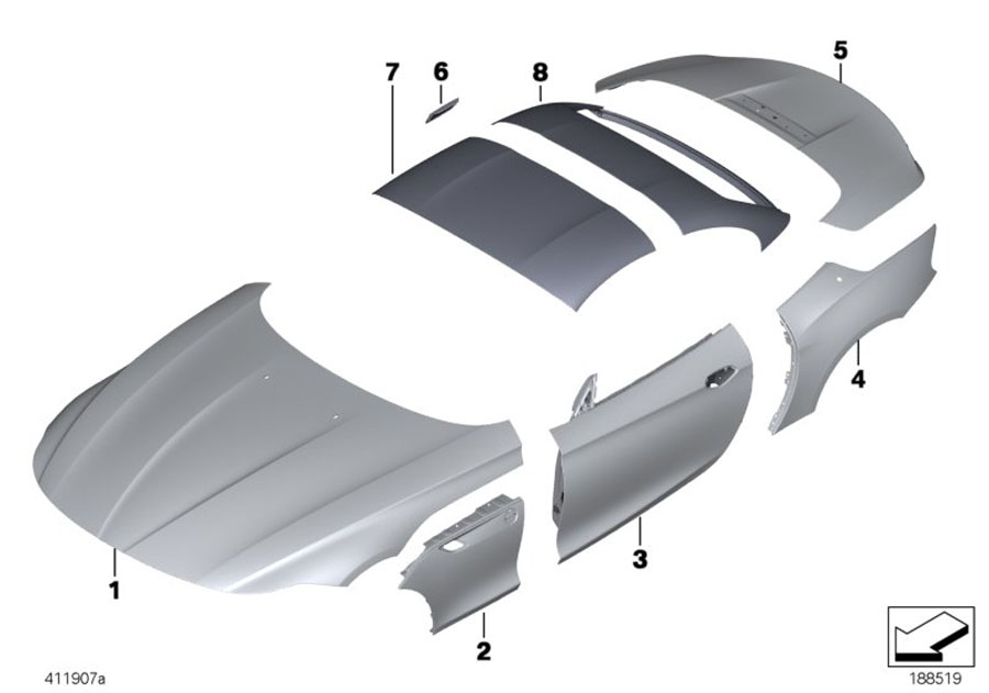 Diagram Outer panels for your 2015 BMW M6   