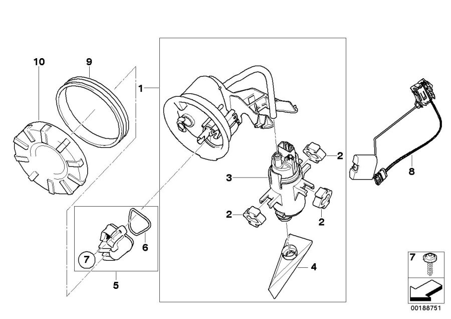 Diagram Fuel pump and fuel level sensor for your BMW