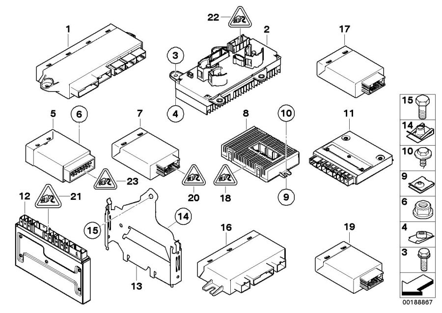 Le diagramme Boîtiers électroniques/modules pour votre BMW