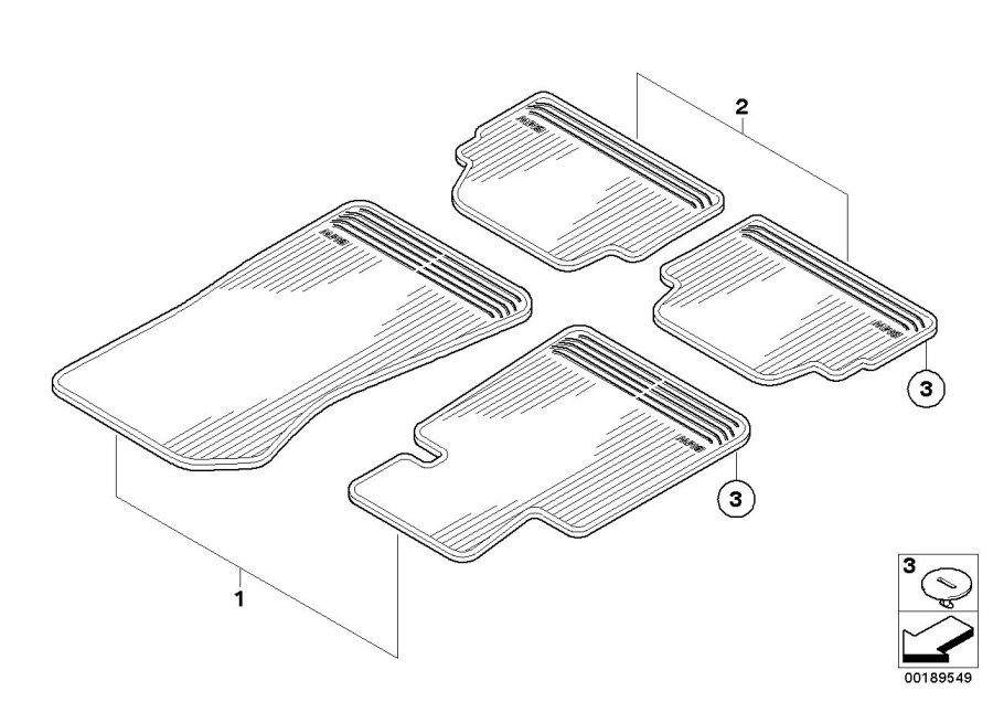 Diagram Rubber mat for your 2015 BMW 740Li Automatic Sedan 