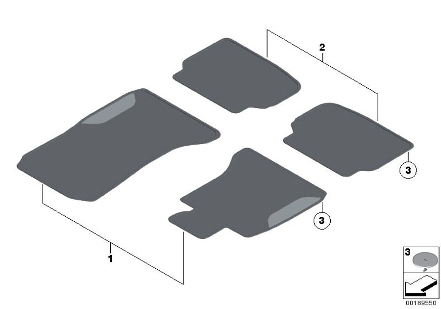 Diagram Floor mats Avenue for your 2015 BMW 740Li Automatic Sedan 